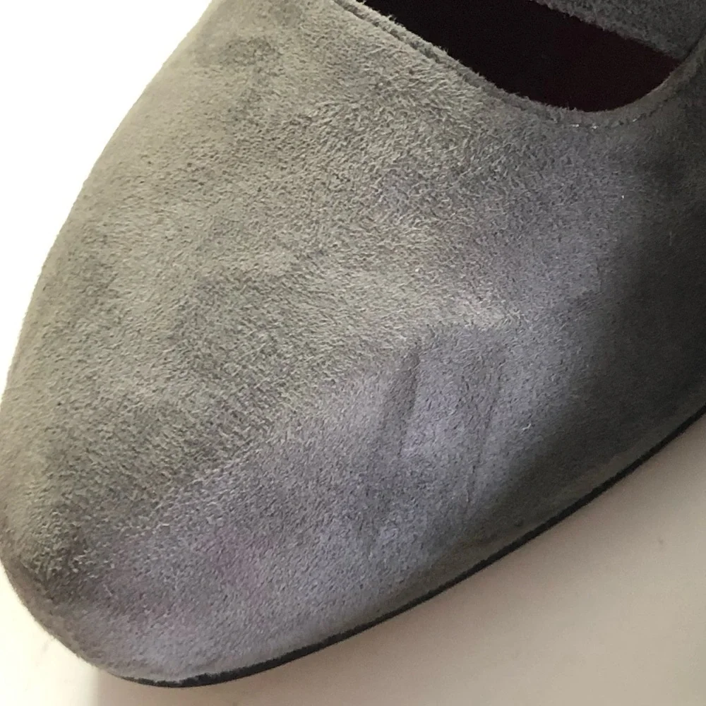 Enzo Angiolini Calandra Gray Suede Buckle Pumps